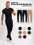Kit 3 Calças Sarja Masculinas Esporte Fino 01