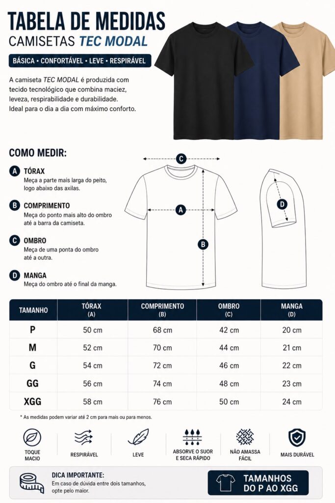 Kit 5 Camisetas Tech Modal Masculinas 10