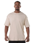 Kit 3 Camisetas Oversized Masculinas - Branco + Preto + Areia