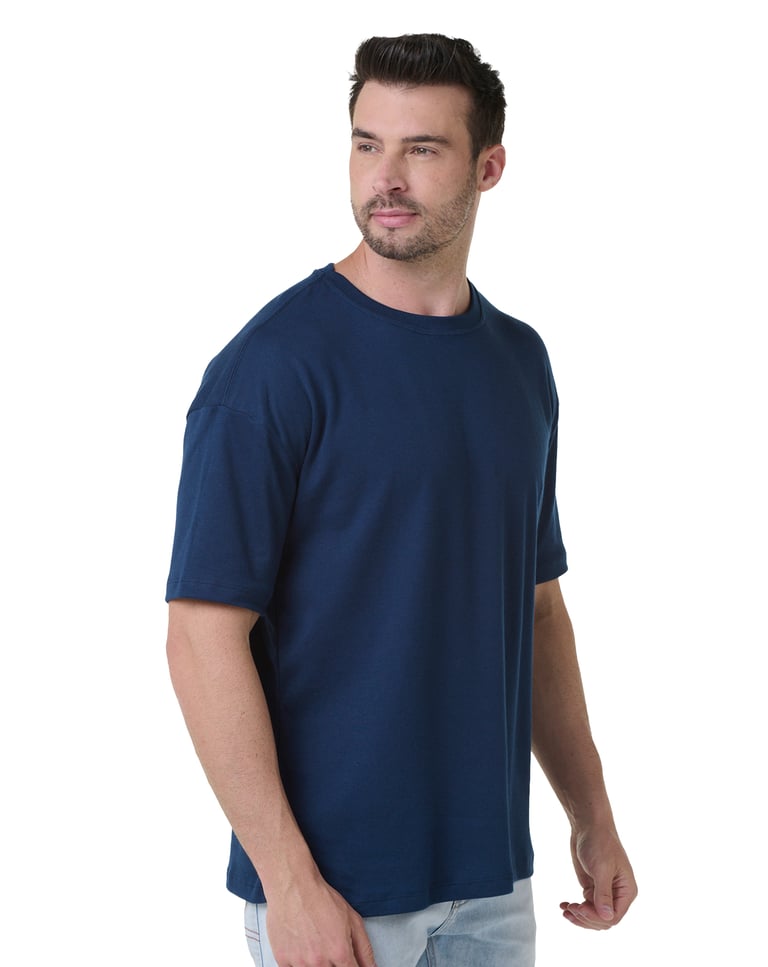 Kit 3 Camisetas Oversized Masculinas - Azul Marinho + Areia + Preto