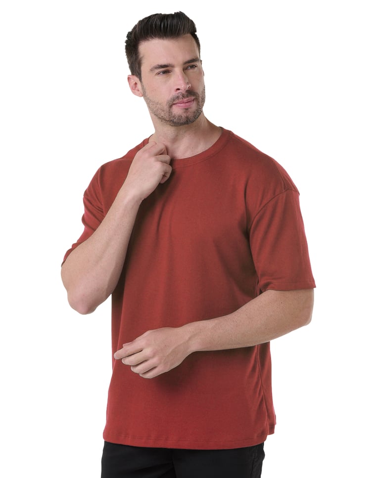 Kit 5 Camisetas Oversized Masculinas - Preto + Branco + Azul Marinho + Marrom + Carmim