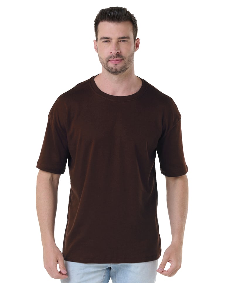 Kit 5 Camisetas Oversized Masculinas - Preto + Branco + Azul Marinho + Marrom + Carmim