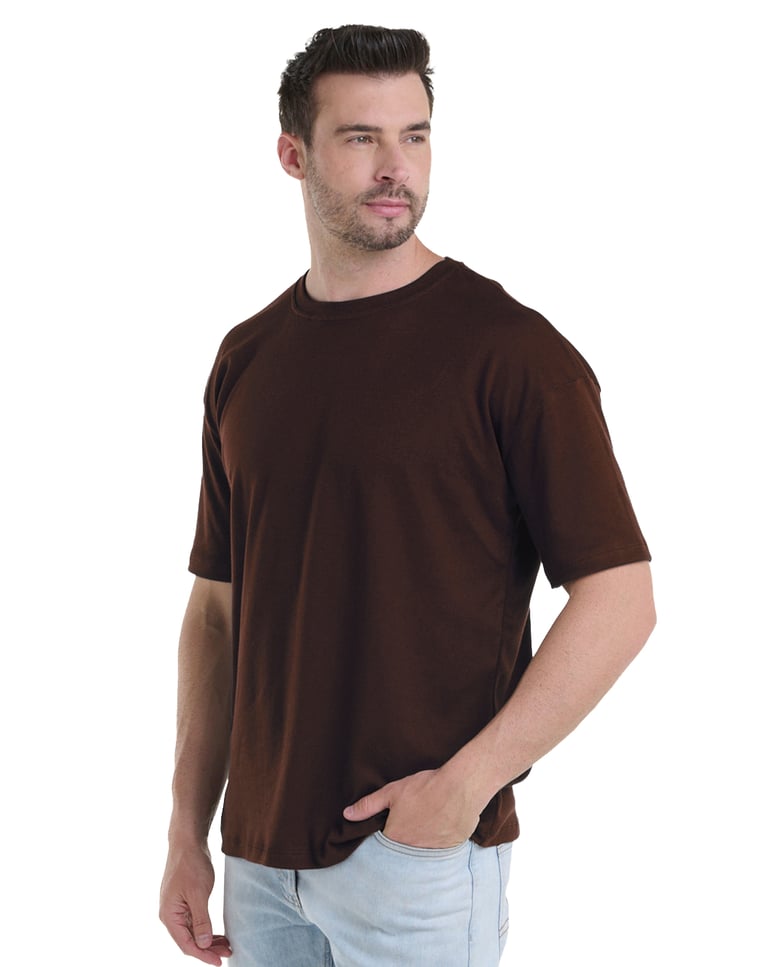 Kit 3 Camisetas Oversized Masculinas - Azul Marinho + Preto + Marrom