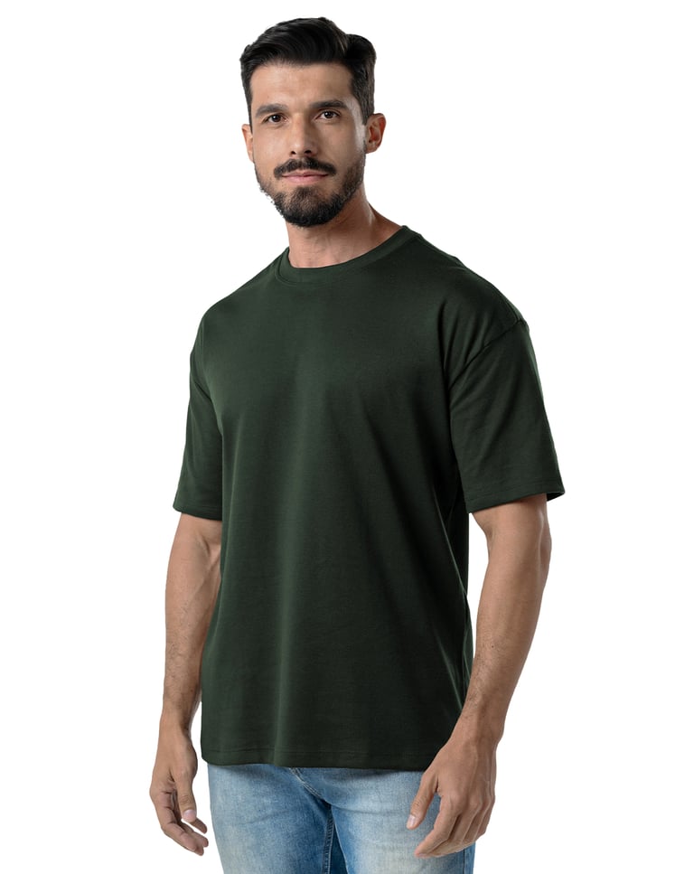 Kit 5 Camisetas Oversized Masculinas - Preto + Branco + Areia + Verde Militar + Marrom