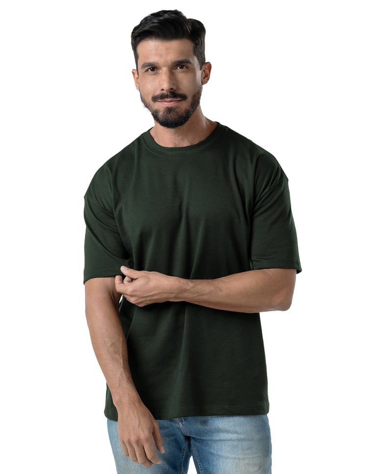 Kit 5 Camisetas Oversized Masculinas - Preto + Carmim + Areia + Verde Militar + Marrom