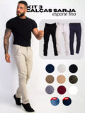 Kit 3 Calças Sarja Masculinas Esporte Fino 02