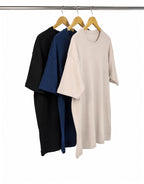 Kit 3 Camisetas Oversized Masculinas - Azul Marinho + Areia + Preto