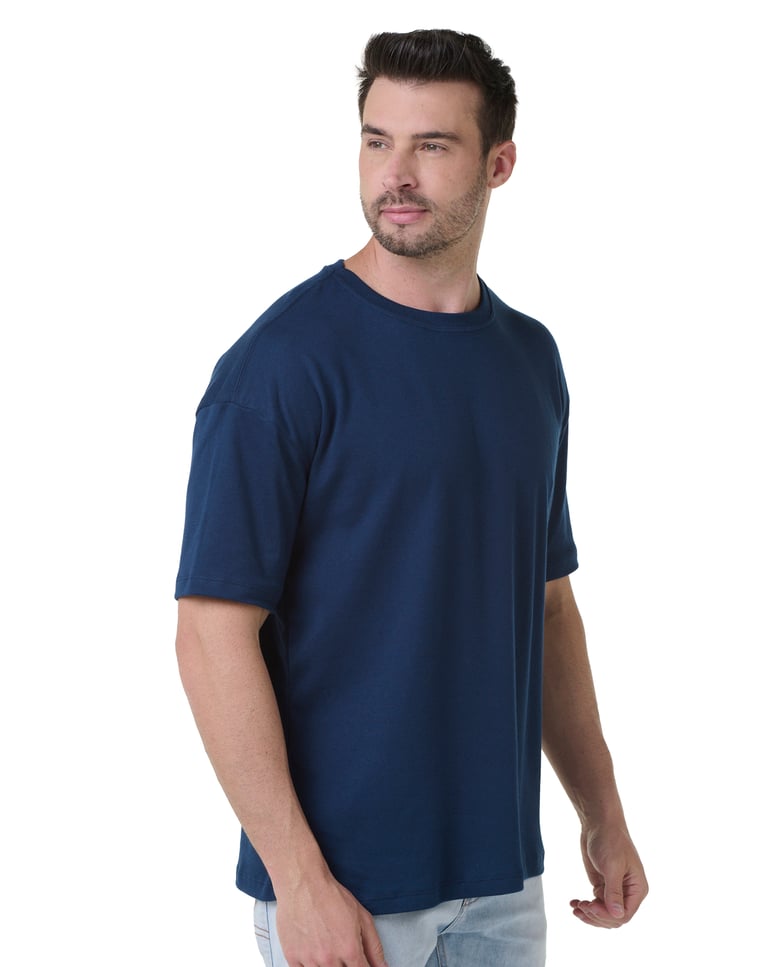 Kit 3 Camisetas Oversized Masculinas - Preto + Azul Marinho + Carmim
