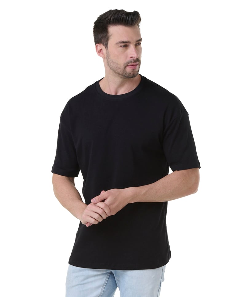 Kit 3 Camisetas Oversized Masculinas - Preto + Azul Marinho + Carmim