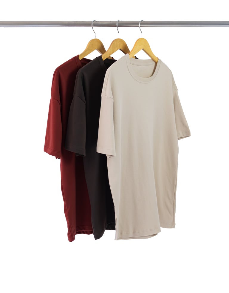 Kit 3 Camisetas Oversized Masculinas - Areia + Carmim + Marrom