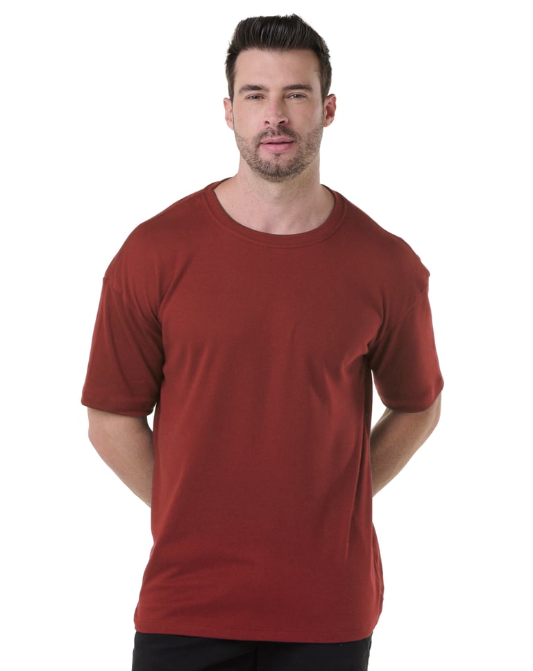 Kit 3 Camisetas Oversized Masculinas - Areia + Carmim + Marrom