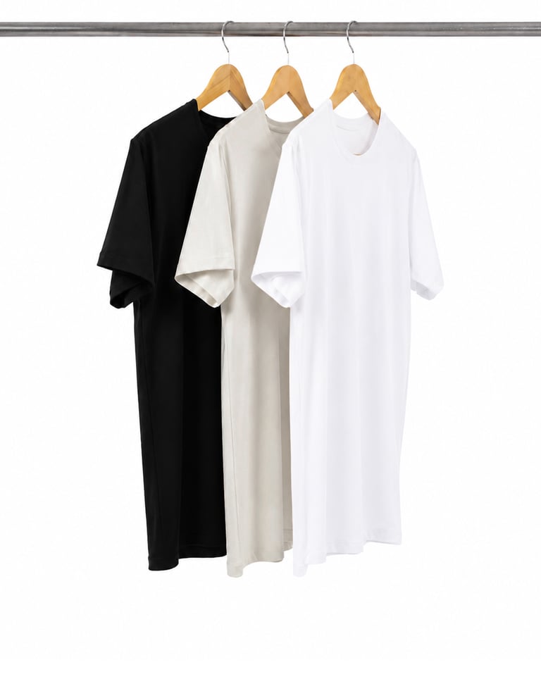 Kit 3 Camisetas Tech Modal Masculinas - Branco + Preto + Off White