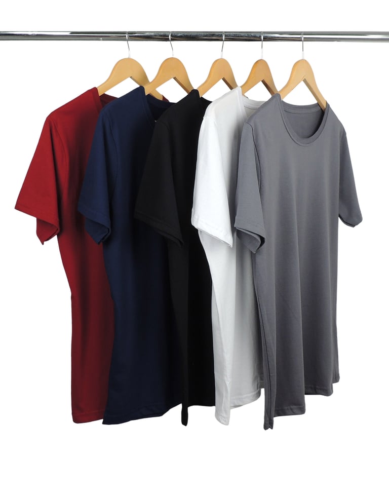 Kit 5 Camisetas Masculinas de Algodão Premium - Branco + Preto + Azul Marinho + Cinza Chumbo + Bordô
