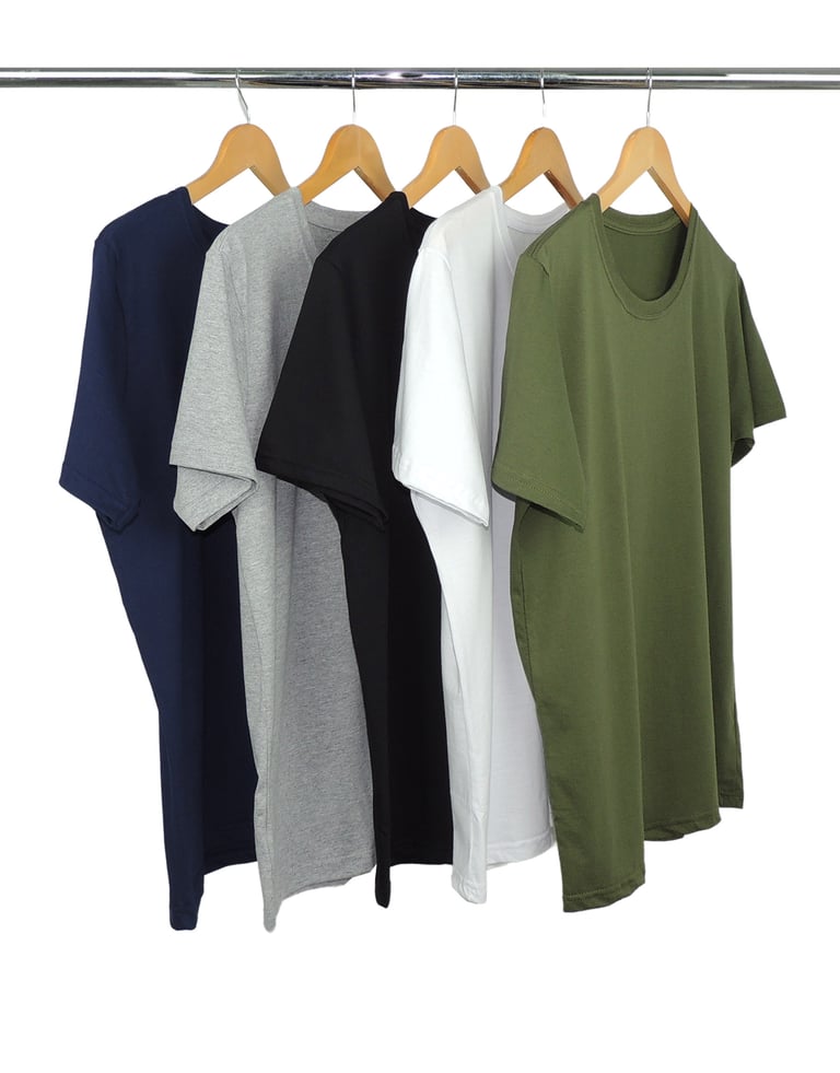 Kit 5 Camisetas Masculinas de Algodão Premium - Branco + Preto + Azul Marinho + Cinza Mescla + Verde Militar