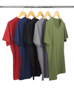 Kit 5 Camisetas Masculinas de Algodão Premium - Preto + Cinza Chumbo + Bordô + Verde Militar + Azul Marinho