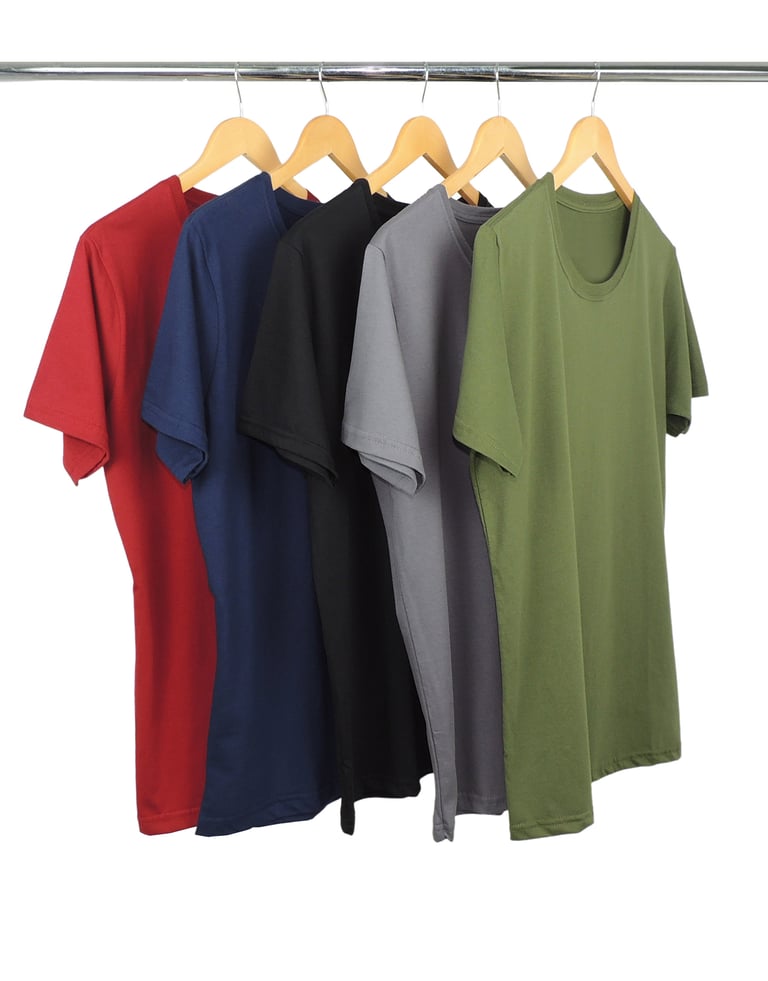 Kit 5 Camisetas Masculinas de Algodão Premium - Preto + Cinza Chumbo + Bordô + Verde Militar + Azul Marinho