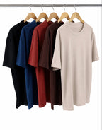 Kit 5 Camisetas Oversized Masculinas - Areia + Marrom + Carmim + Azul Marinho + Preta